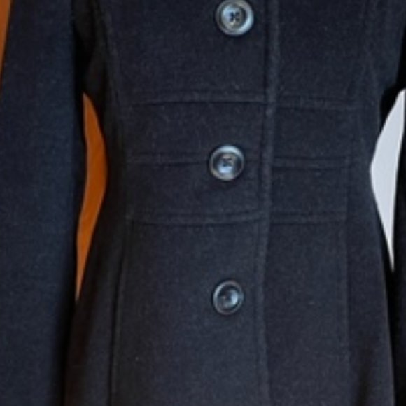 Anne Klein Lambswool/Cashmere Blend (soft) Black 4 Button Collared Coat Size 2P - Picture 9 of 9
